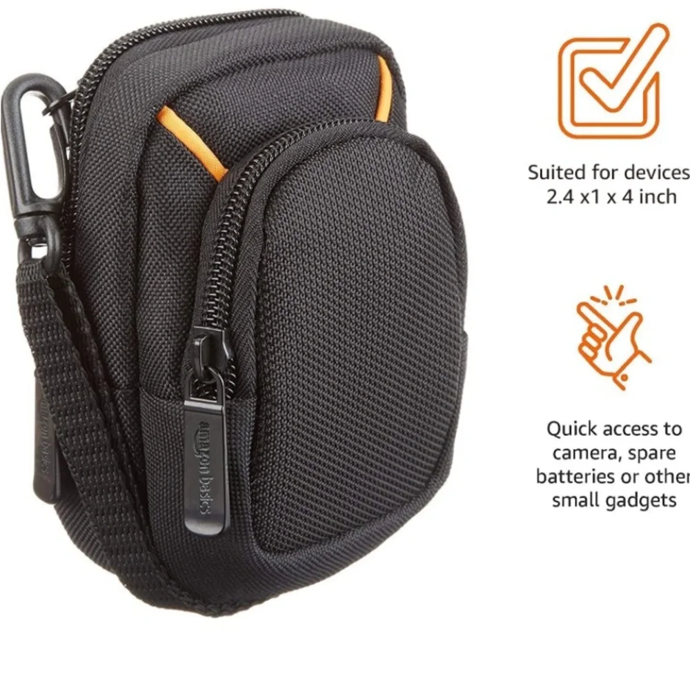 Amazon Basics Medium Point and Shoot Camera Case - 5 x 3 x 2 Inches, Black